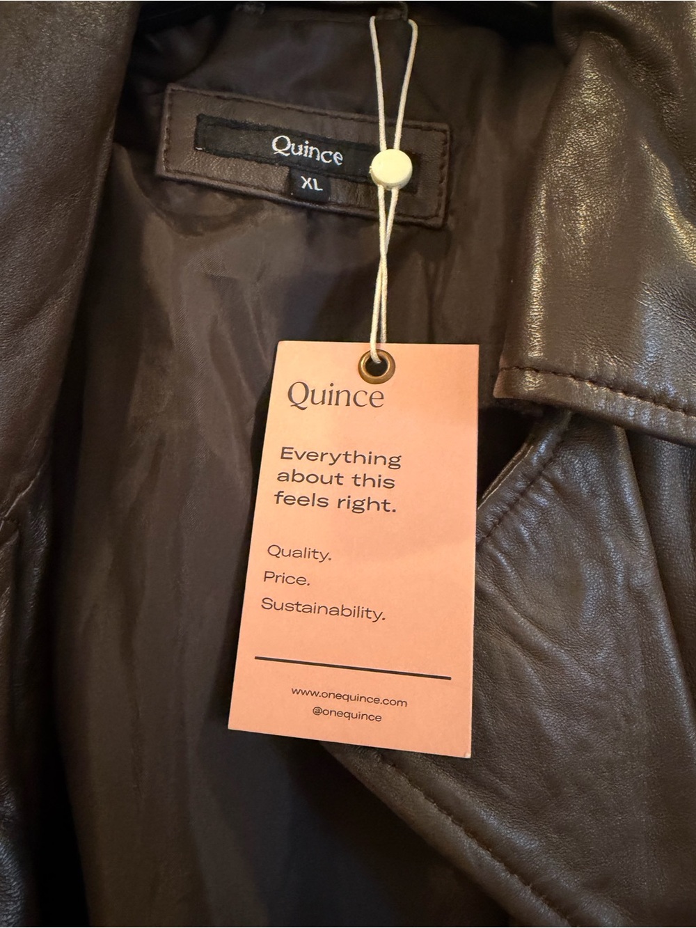 Quince 100% Leather Motorcycle Jacket in BrownNew with Tags - Picture 2 of 5